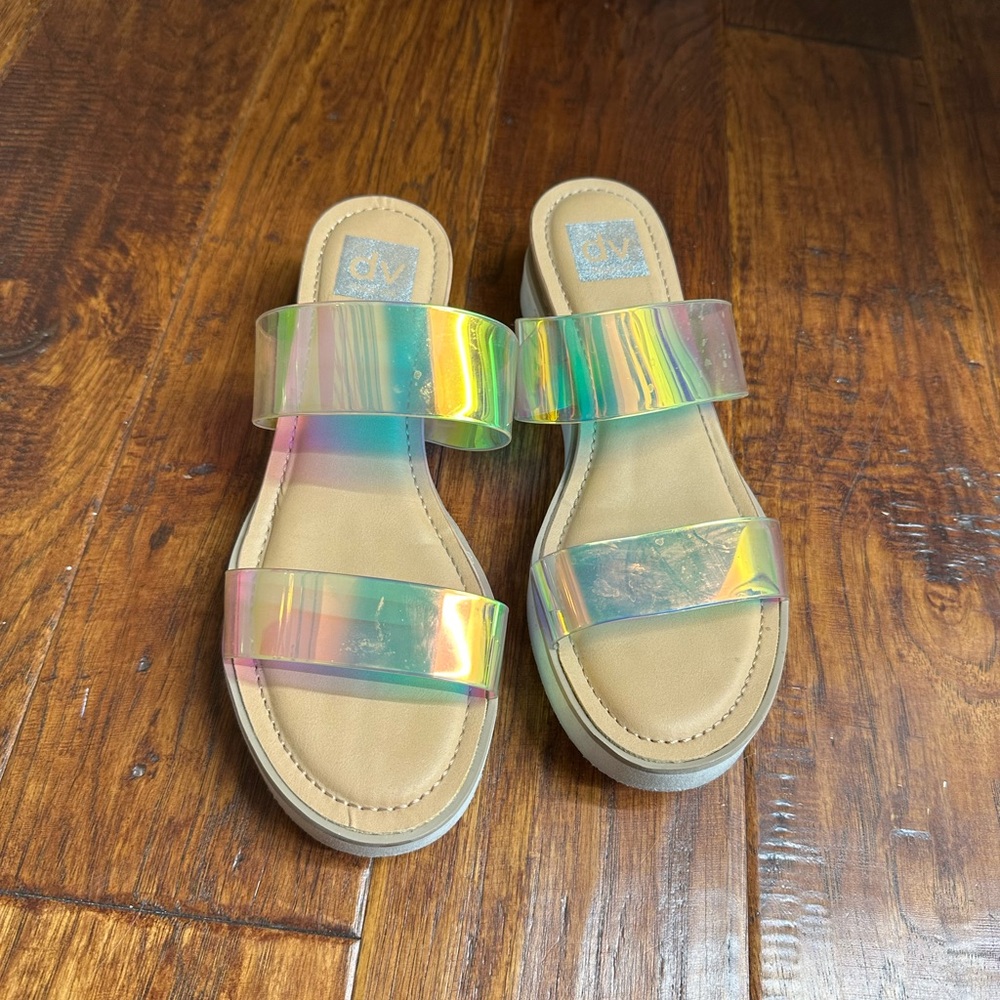 Dolce Vita Colorful Rainbow Transparent Strap Sandals